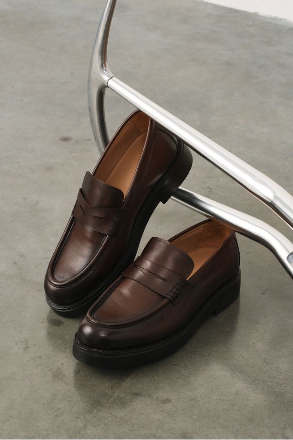 Пенни-лоферы коричневые на высокой гладкой подошве