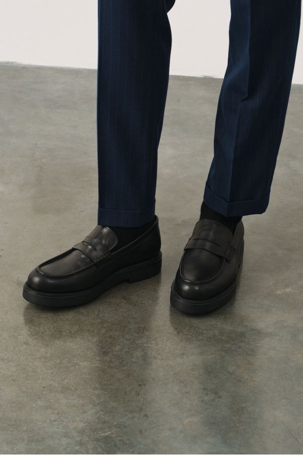 Пенни-лоферы черные на высокой гладкой подошве