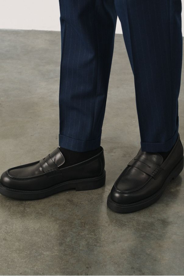 Пенни-лоферы черные на высокой гладкой подошве