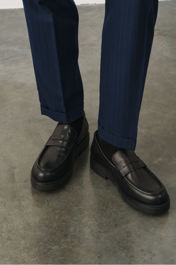 Пенни-лоферы черные на высокой гладкой подошве