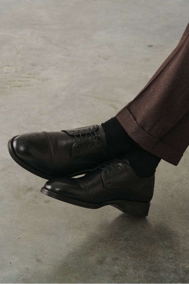 Туфли мужские дерби полуброги черные