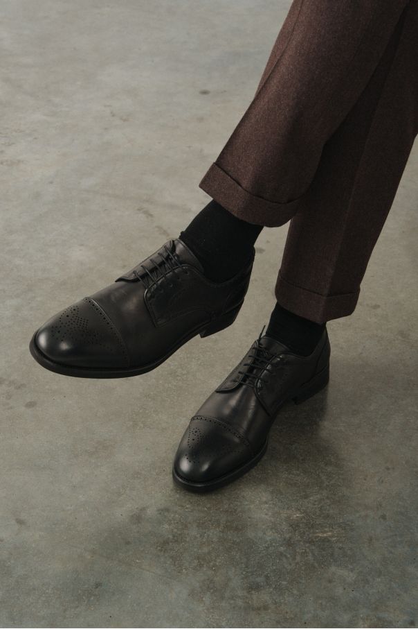 Туфли мужские дерби полуброги черные