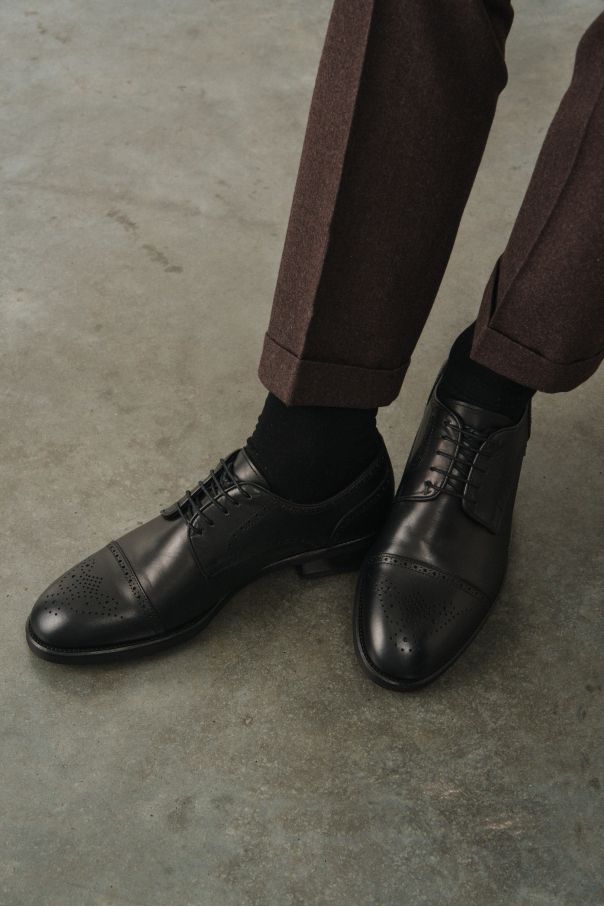 Туфли мужские дерби полуброги черные