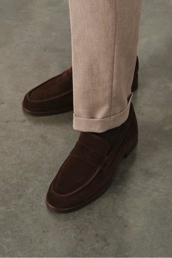 Пенни-лоферы замшевые коричневые (Ivy Loafer)