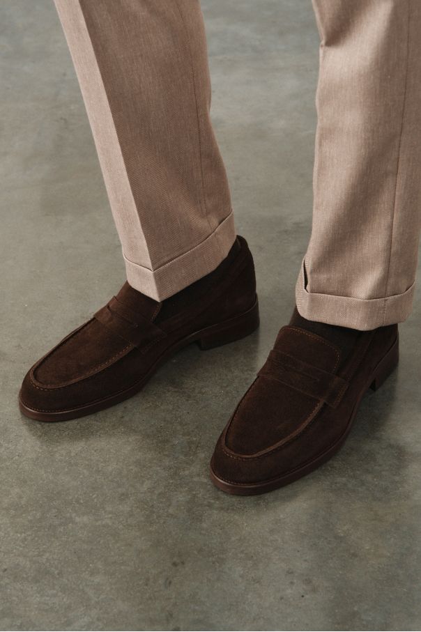 Пенни-лоферы замшевые коричневые (Ivy Loafer)