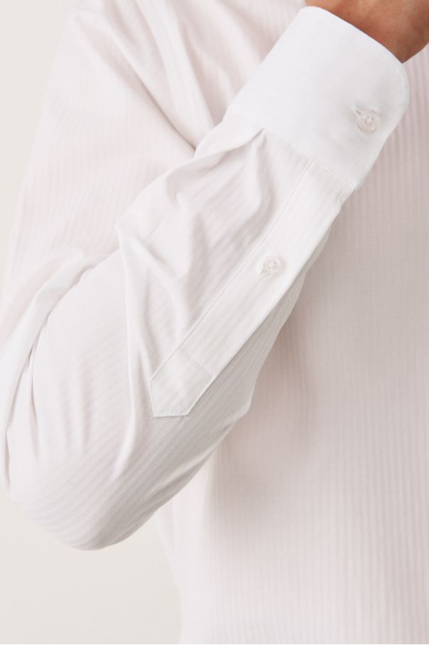 Рубашка белая в сатиновую полоску