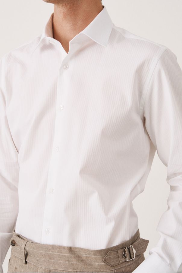 Рубашка белая в сатиновую полоску