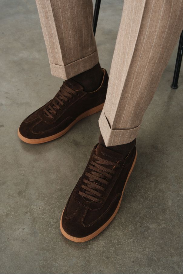 Кеды коричневые замшевые на светло-коричневой подошве