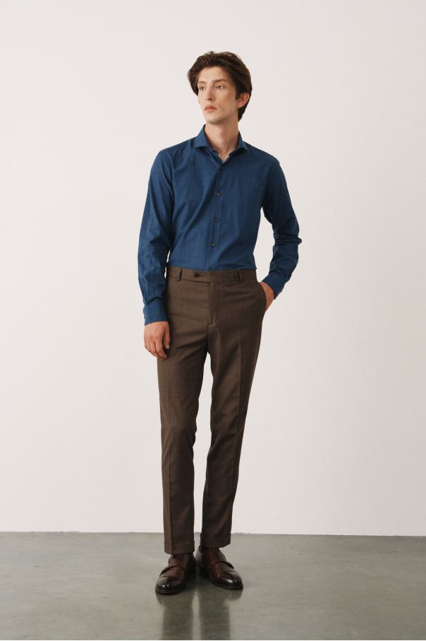 Брюки коричневые однотонные меланж