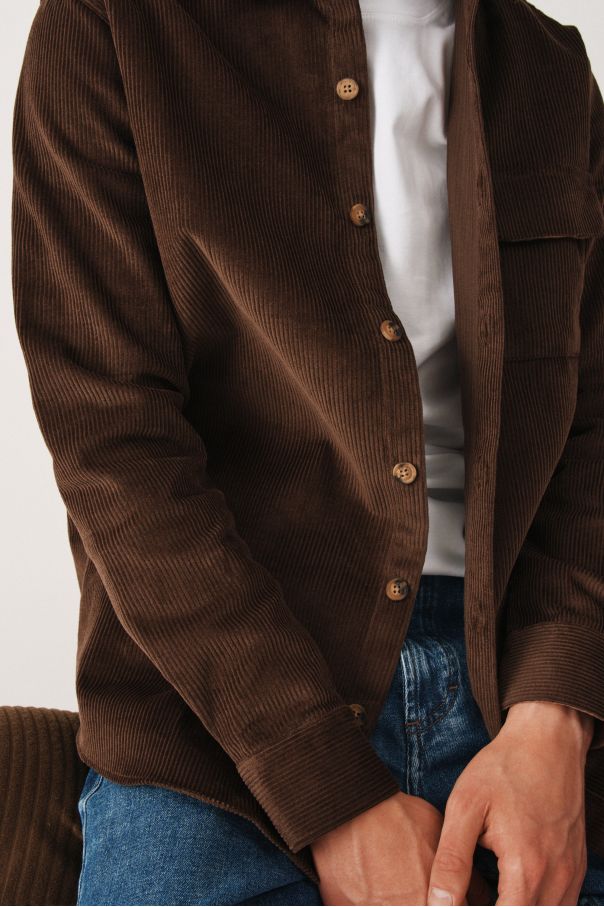 Рубашка овершорт, вельветовая, темно-коричневого цвета