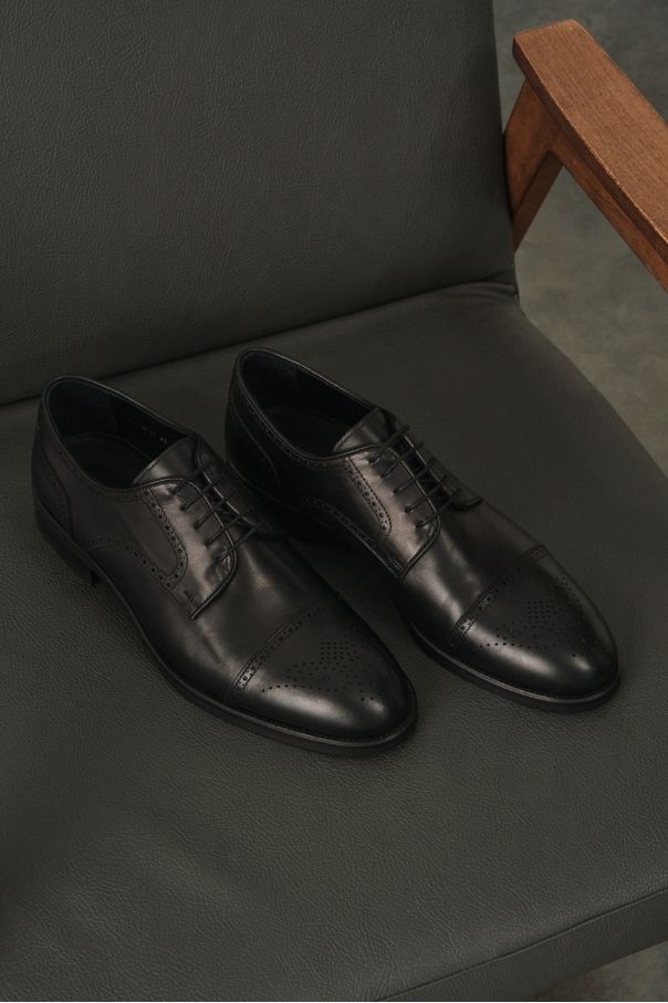 Туфли мужские дерби полуброги черные