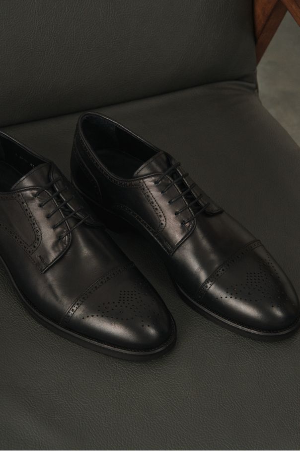 Туфли мужские дерби полуброги черные