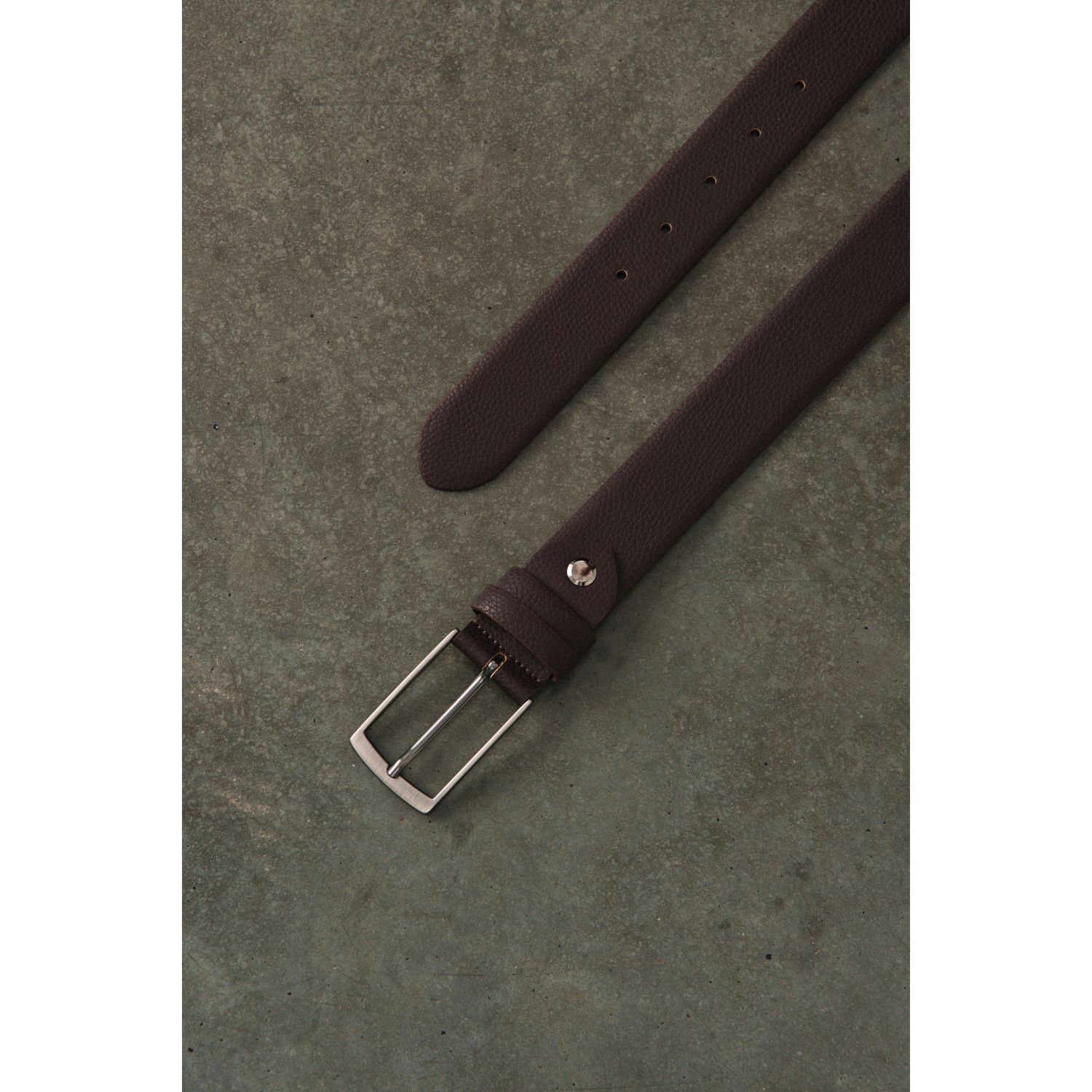 Ремень коричневый, из кожи флотер