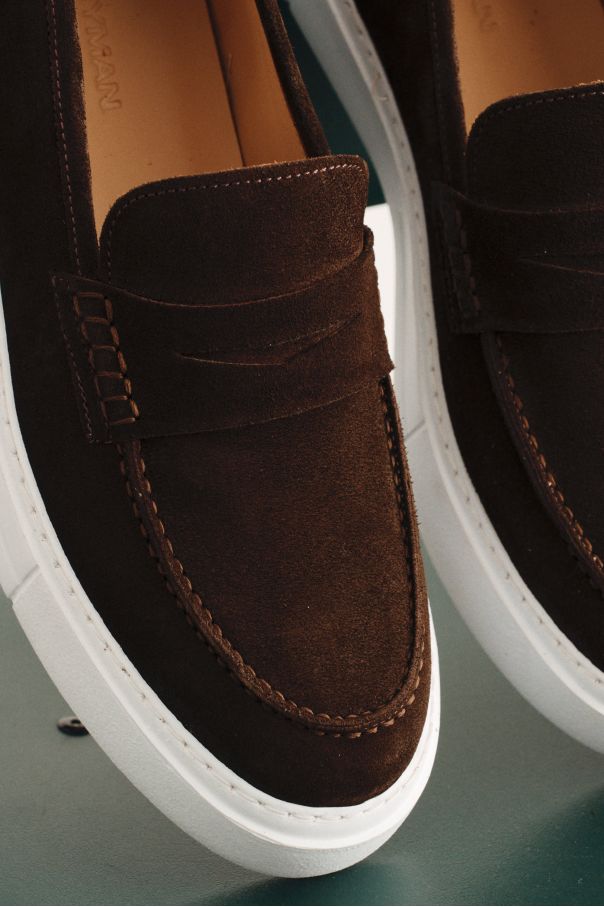 Пенни-лоферы коричневые из замши, слипоны (Slip-On Penny Loafer)