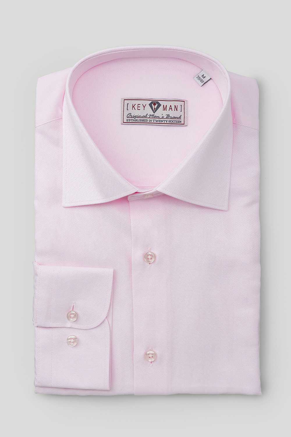 Рубашка мужская розовая, классика воротник