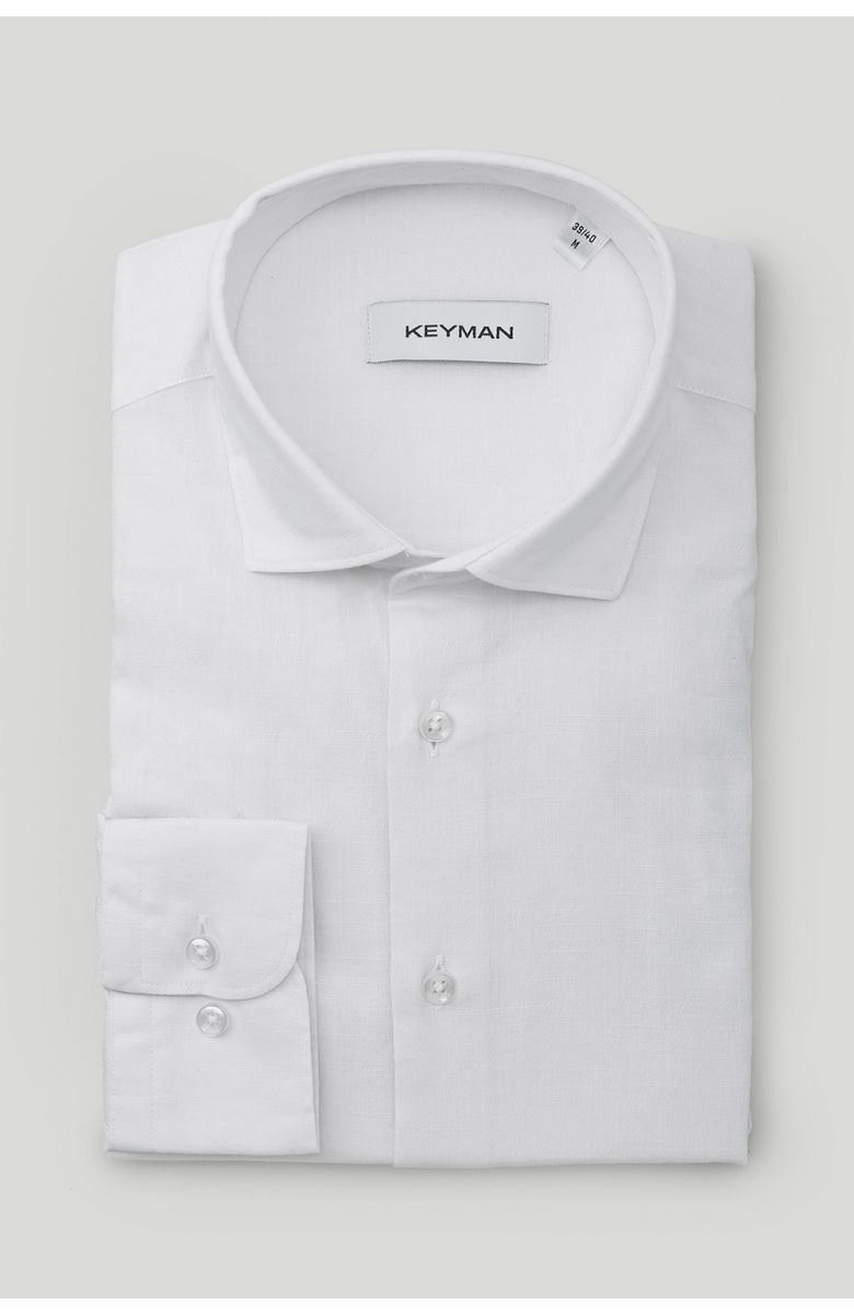 Рубашка мужская белая фактурная с эластаном