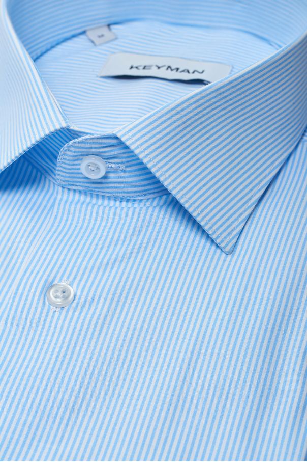 Рубашка мужская голубая в узкую полоску