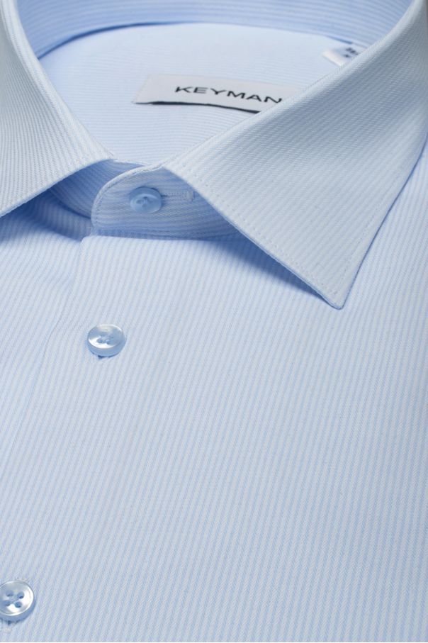 Рубашка мужская голубая в мелкую полоску, классика воротник