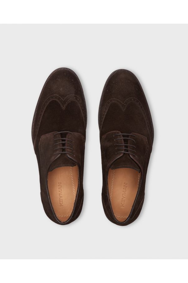 Туфли мужские дерби броги коричневые замшевые