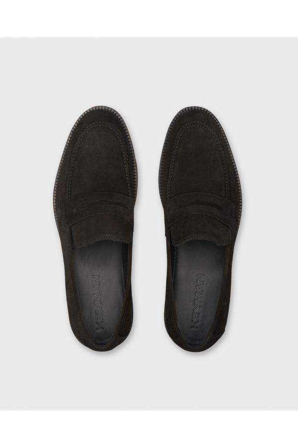 Туфли мужские пенни-лоферы черные замшевые