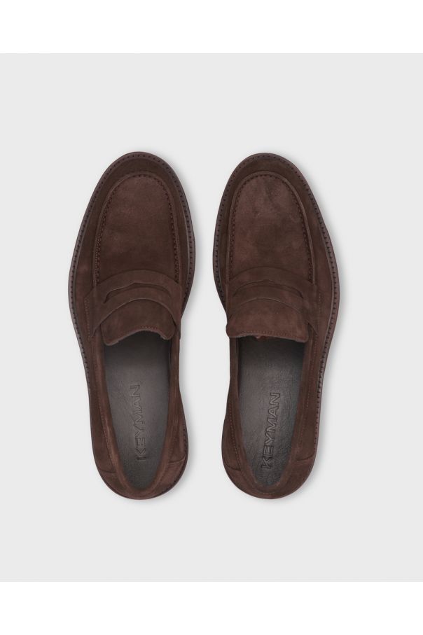 Туфли мужские пенни-лоферы коричневые замшевые