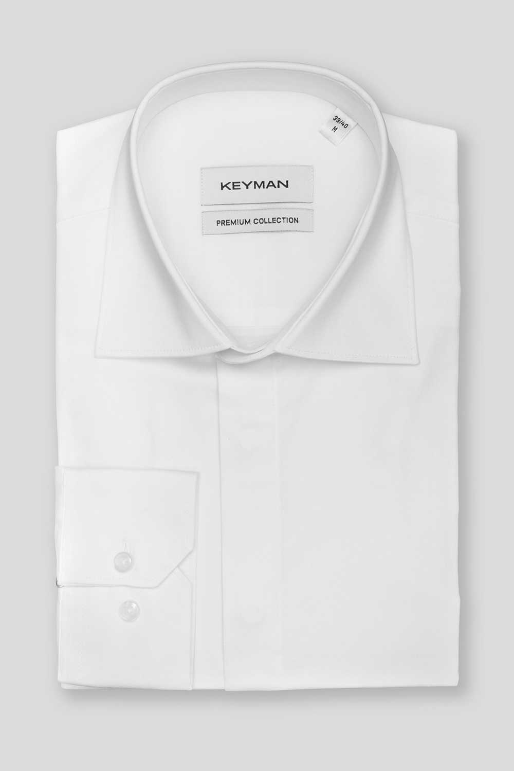 Рубашка мужская белая сатин закрытая планка