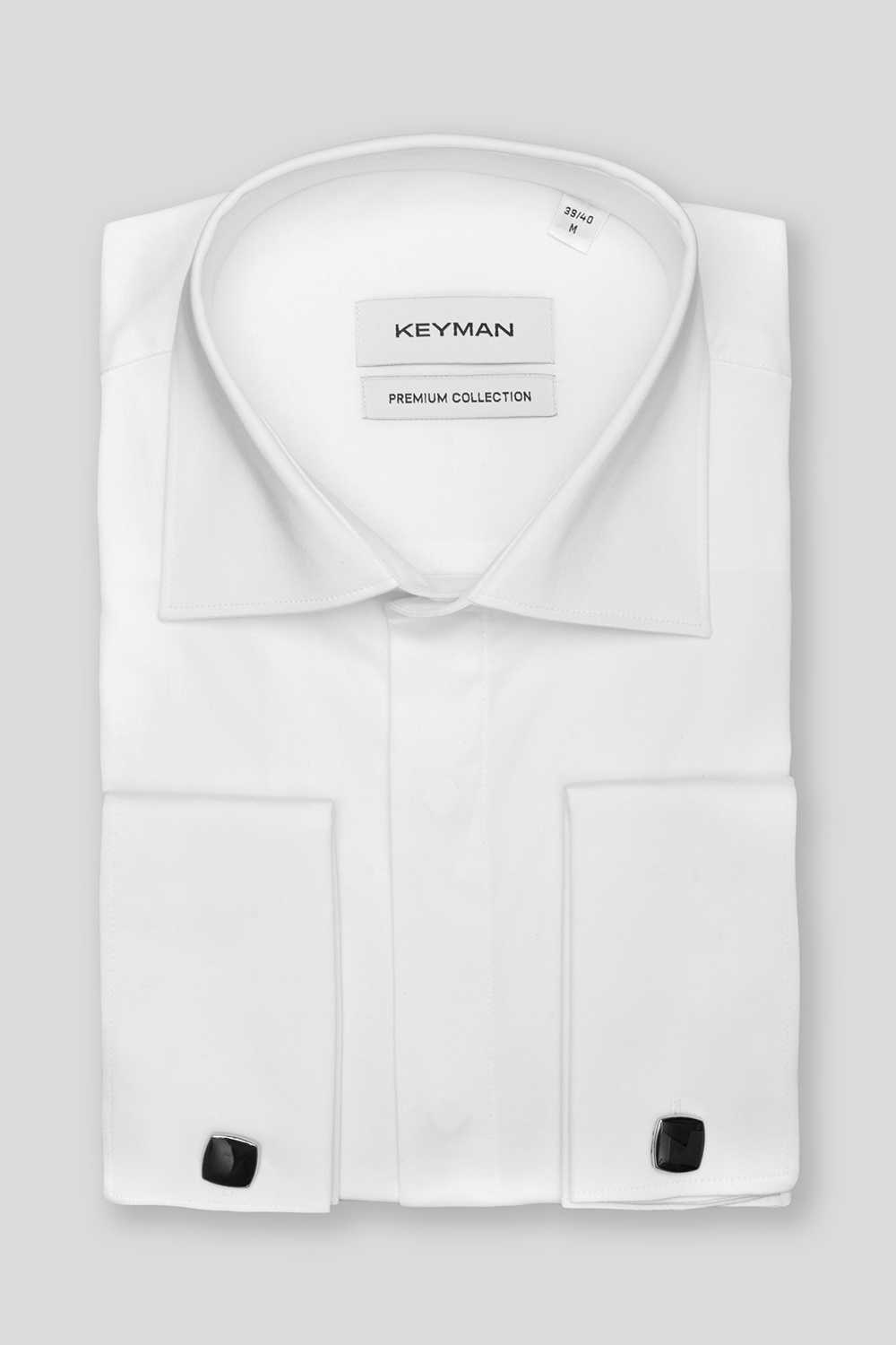 Рубашка мужская белая сатин под запонку