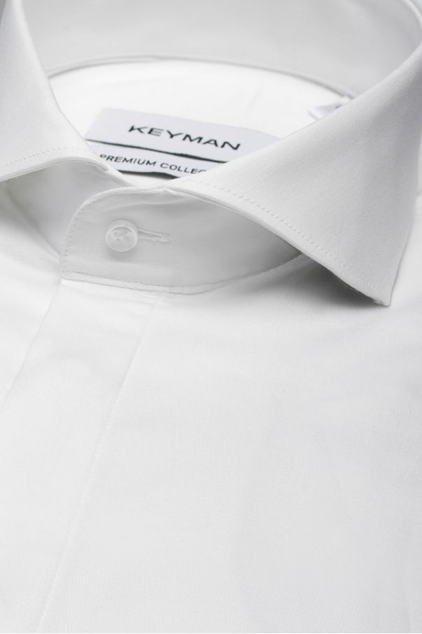 Рубашка мужская белая сатин с акульим воротником (Cutaway Collar)