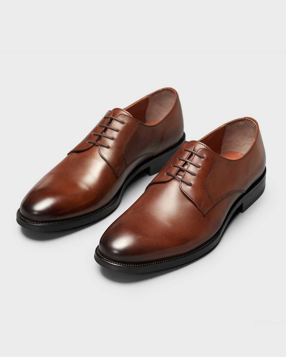 Туфли мужские дерби классические коричневые на каучуковой подошве