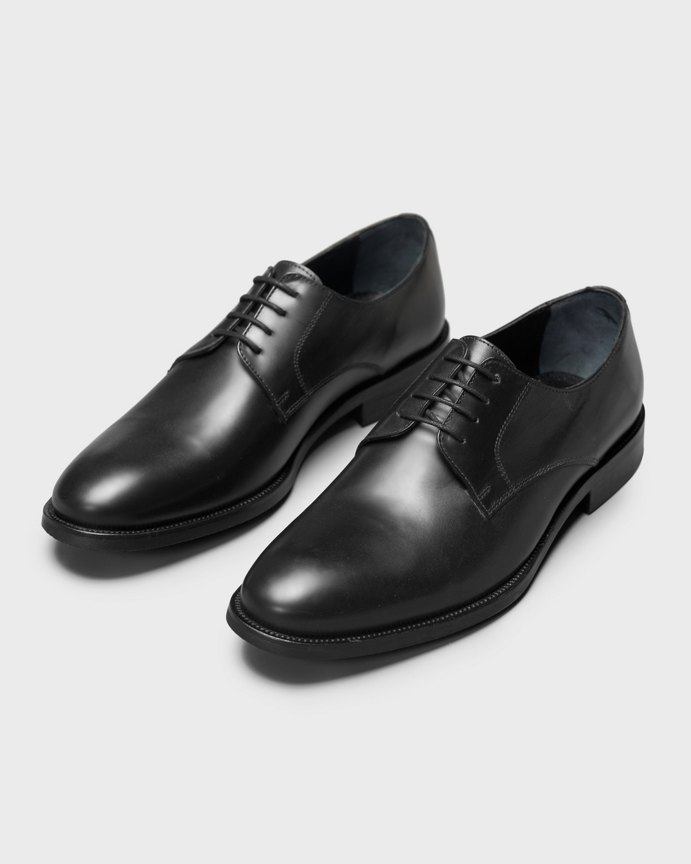 Туфли мужские дерби классические черные на каучуковой подошве