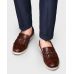 Туфли мужские топсайдеры коричневые с кисточками на белой подошве