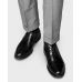 Туфли мужские дерби черные глянцевые, с отрезным мысом, на каучуковой подошве