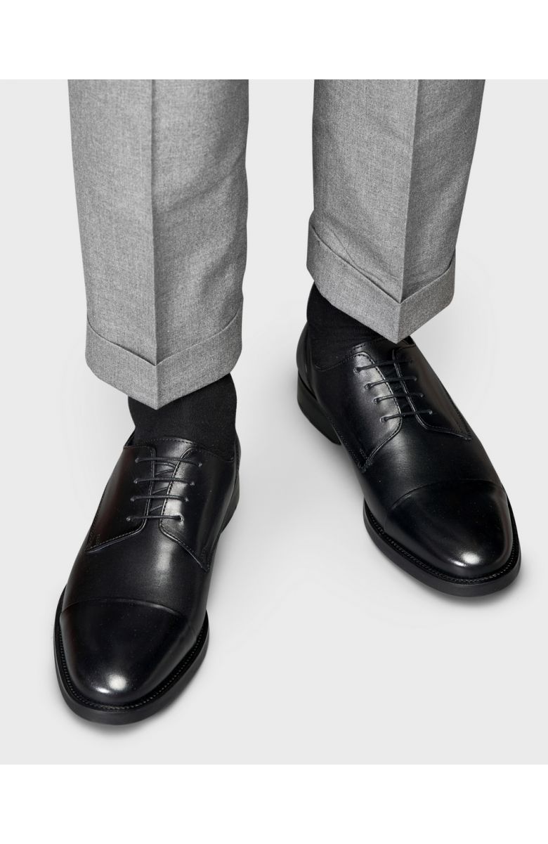 Туфли мужские дерби черные с отрезным мысом из гладкой кожи