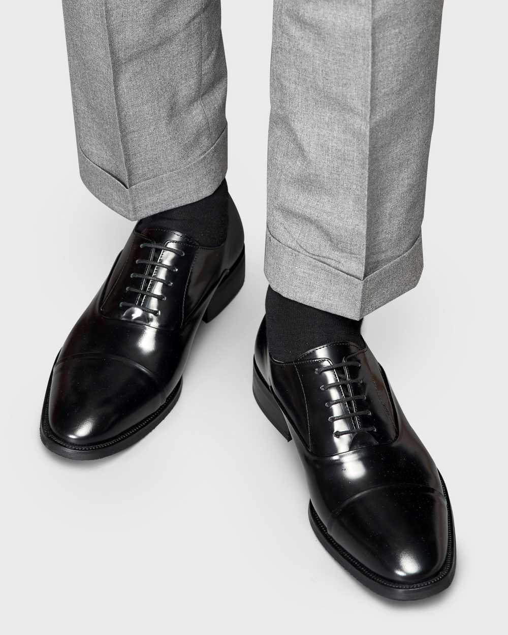 Туфли мужские оксфорды черные, глянцевая кожа, с отрезным мысом