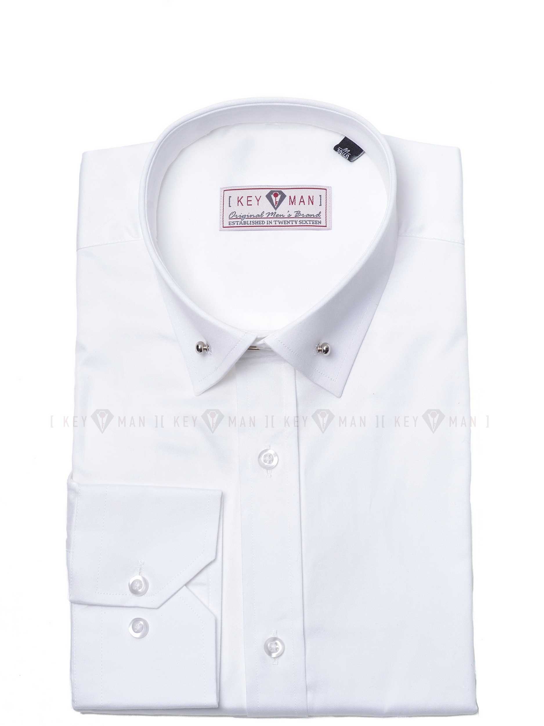Рубашка мужская белая сатин Pin Collar