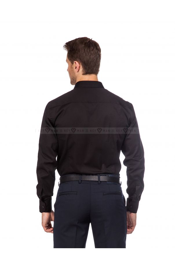 Рубашка мужская черная сатин