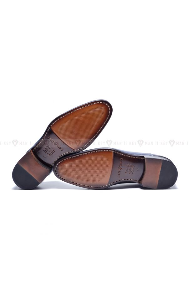 Туфли мужские дерби классические коричневые из гладкой кожи